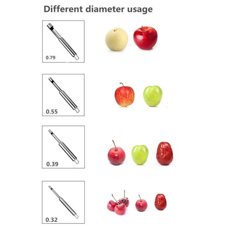 SvaTao Corer and Pitter Set of 4, Multi-Function Corer and Pitter Remover Set, Stainless Steel Core Remover Tool for Apple, Pear, Cherry, Jujube, Red Dates or More with Sharp Serrated Blade - Image 2